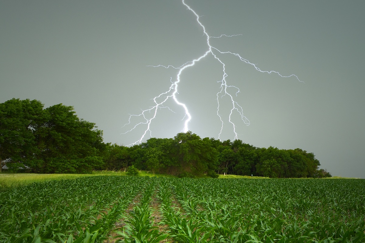 thunderstorm over green field representing perinatal psychosis